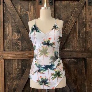 Coco Palm Tree Print Swimwear Summer Beach Swimsuit Monokini